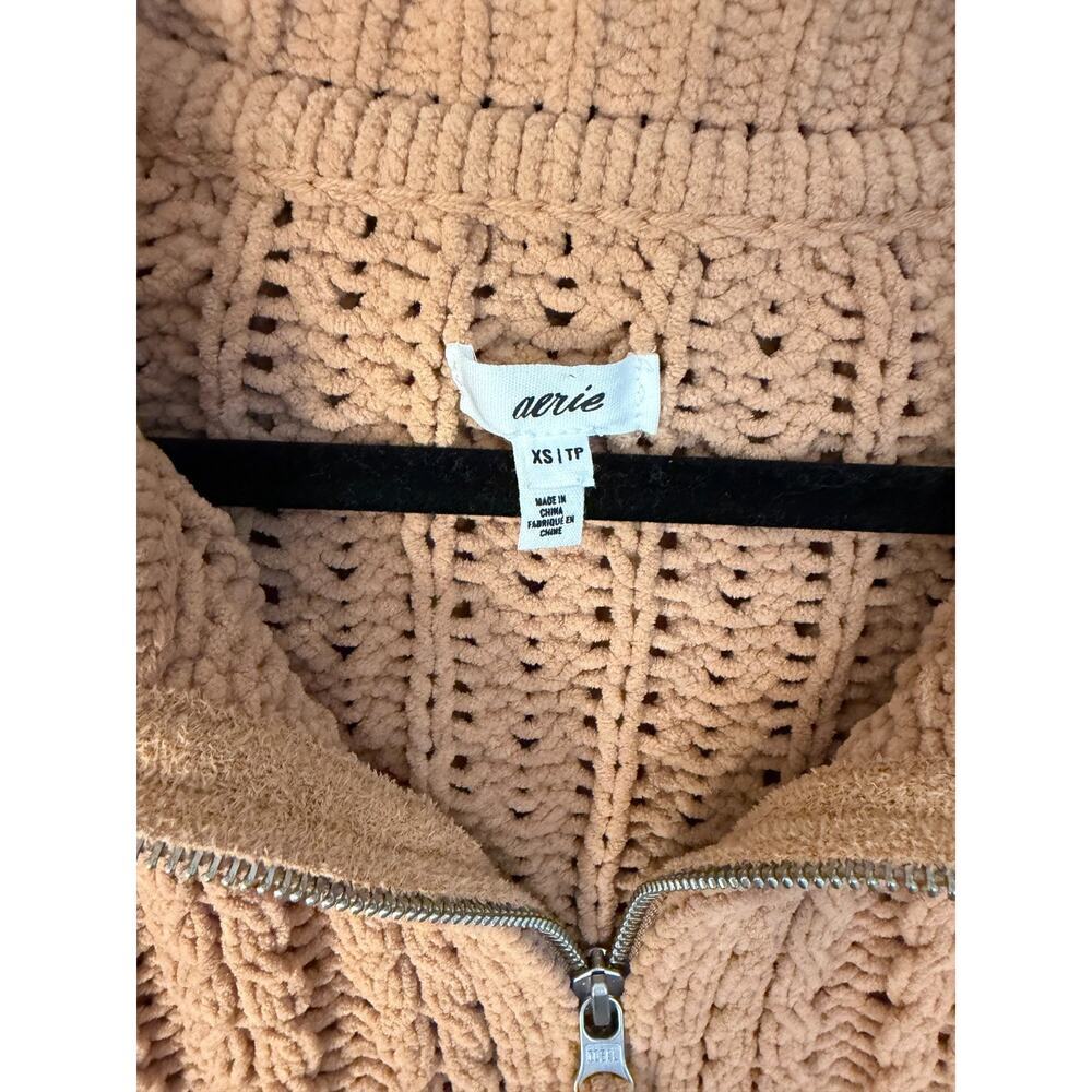 aerie Size XS Oversized Chanelle Knit Beige Sweater‎ Collar Comfy Cozy Easy - Picture 5 of 6